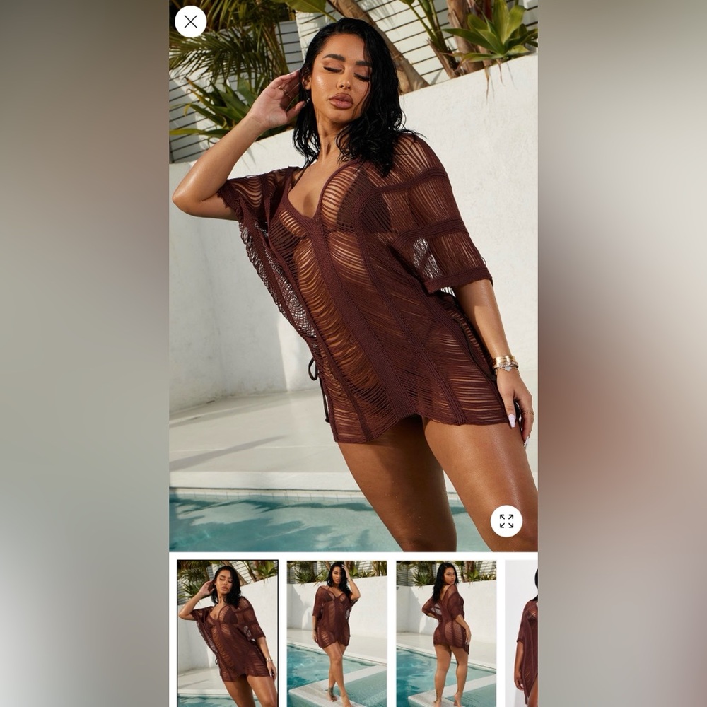Fashion Nova Elegant Metallic Crochet Cover Up Dress